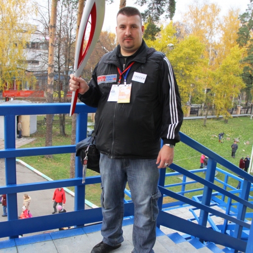 Александр Кондрашкин на Эстафете Олимпийского огня в Красногорске